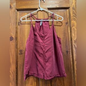 Women's Anthropologie Burgundy Button-Down Top